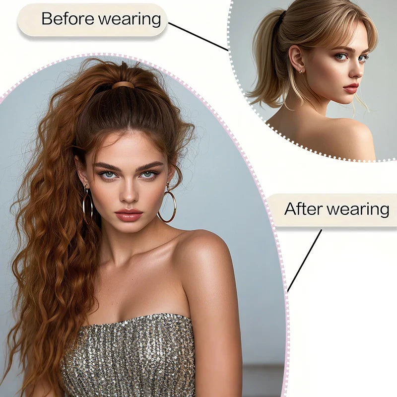 Synthetic long curly ponytail with elastic hair rope – daily & party hair extension