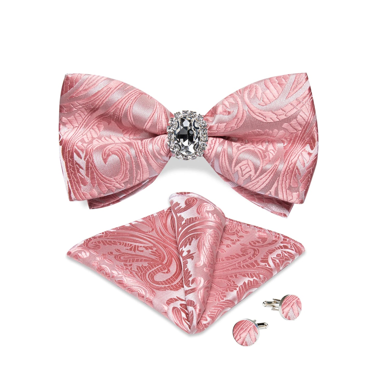 Designer Men's Silk Bowties Pocket Square Cufflink Set for Man Wedding Pre-tied Bow Ties Fashion Butterfly Knot Business Bowties