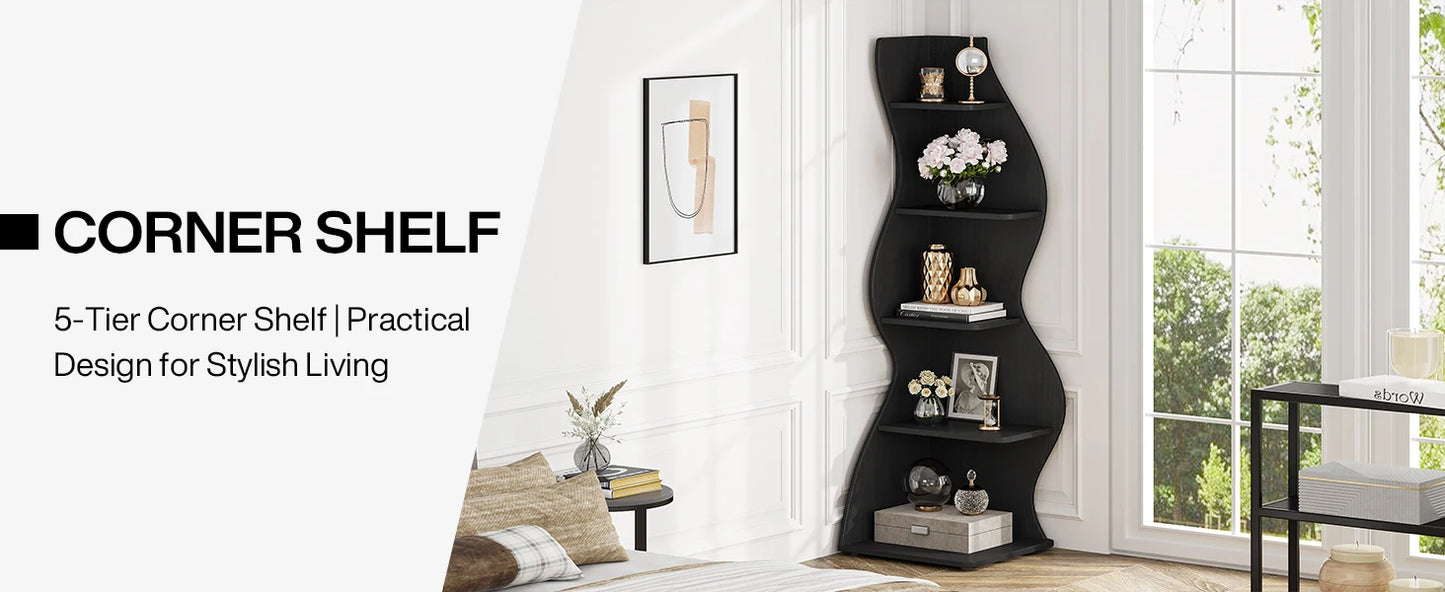 Tribesigns Bücherregal Eckregal 5-stufig Pflanzenständer Wohnzimmer