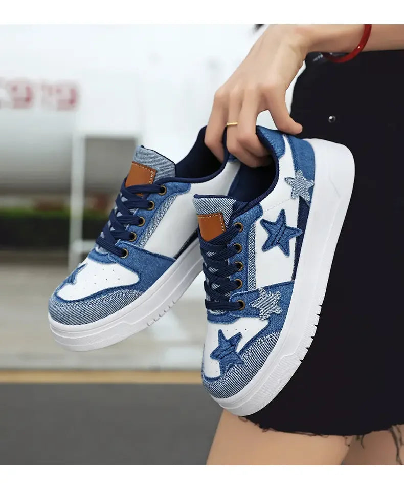 Men's Sneakers Fashion Star Skate Shoes Punk Hip Hop Style Student Sports 2 Summer All-match Non-slip Booster Casual Shoes