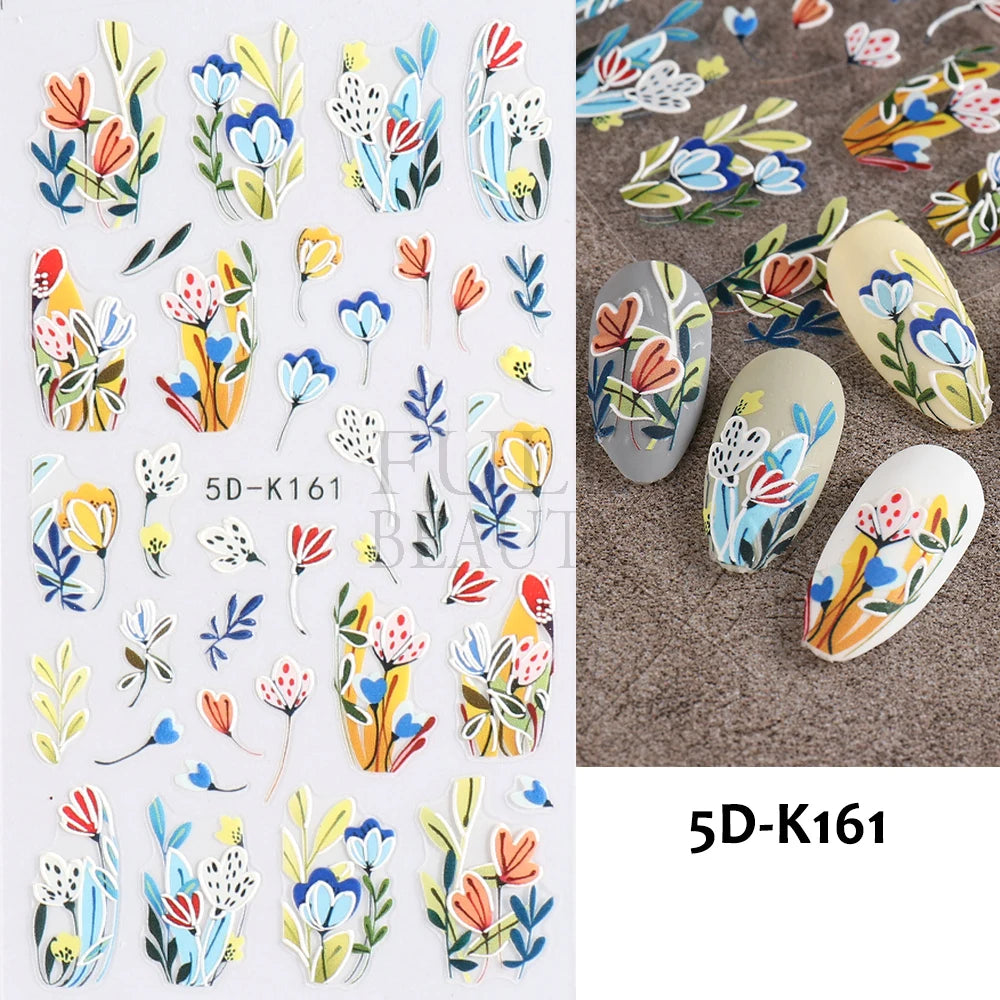 GL5D-K256 5D Sonnenblumen Nagelsticker - Herbstdesign Prägung