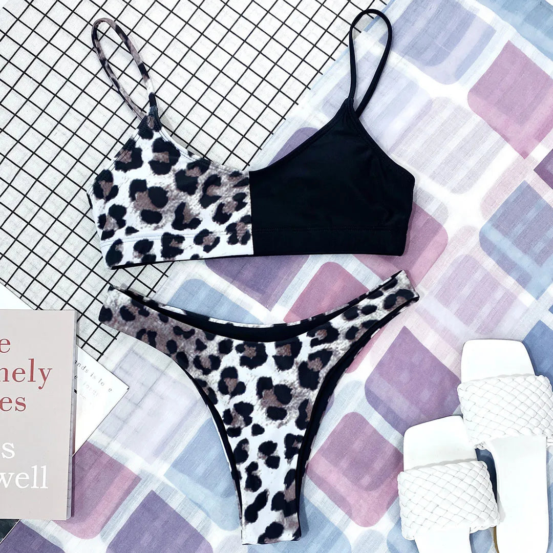 14 Farben S-XL Elegant Leopard Bikini: Varleinsar Wire-Free Low Waist Brasilianischer - Zweiteilig Beach Style Polsterung Leopard-Muster