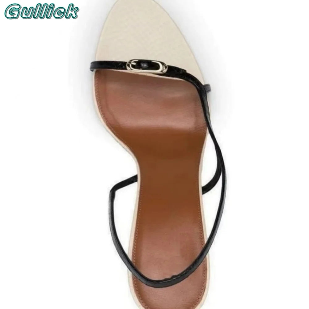 Slingback Strappy Open Toe Sandals Metal Stylish Stiletto High Heels Buckle Strap Sexy 2024 Women Luxury Summer New Tends