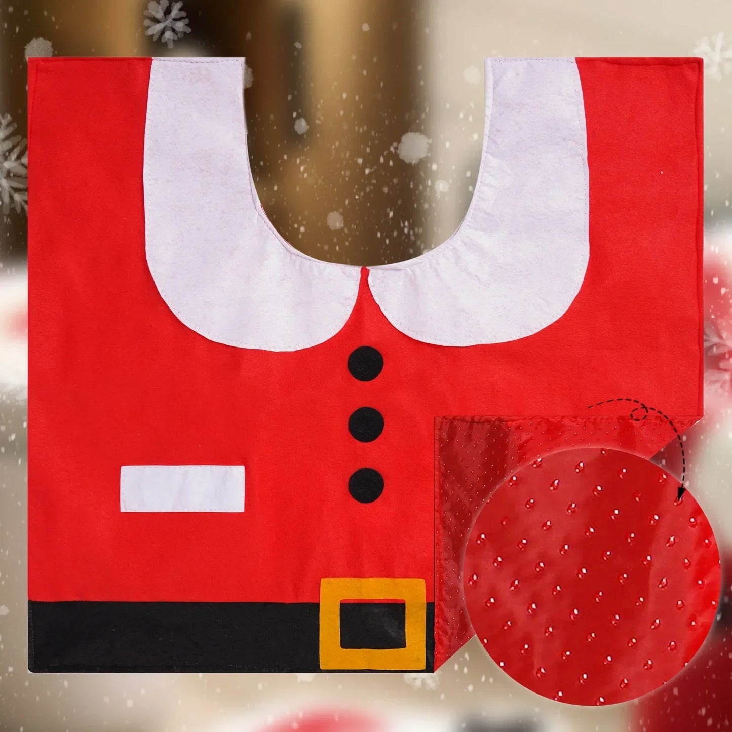 1-5Sets Christmas Toilet Seat Cover Santa Claus Bathroom Decor Set with Toilet Lid Mat and Tank Cover for Holiday Home Decor