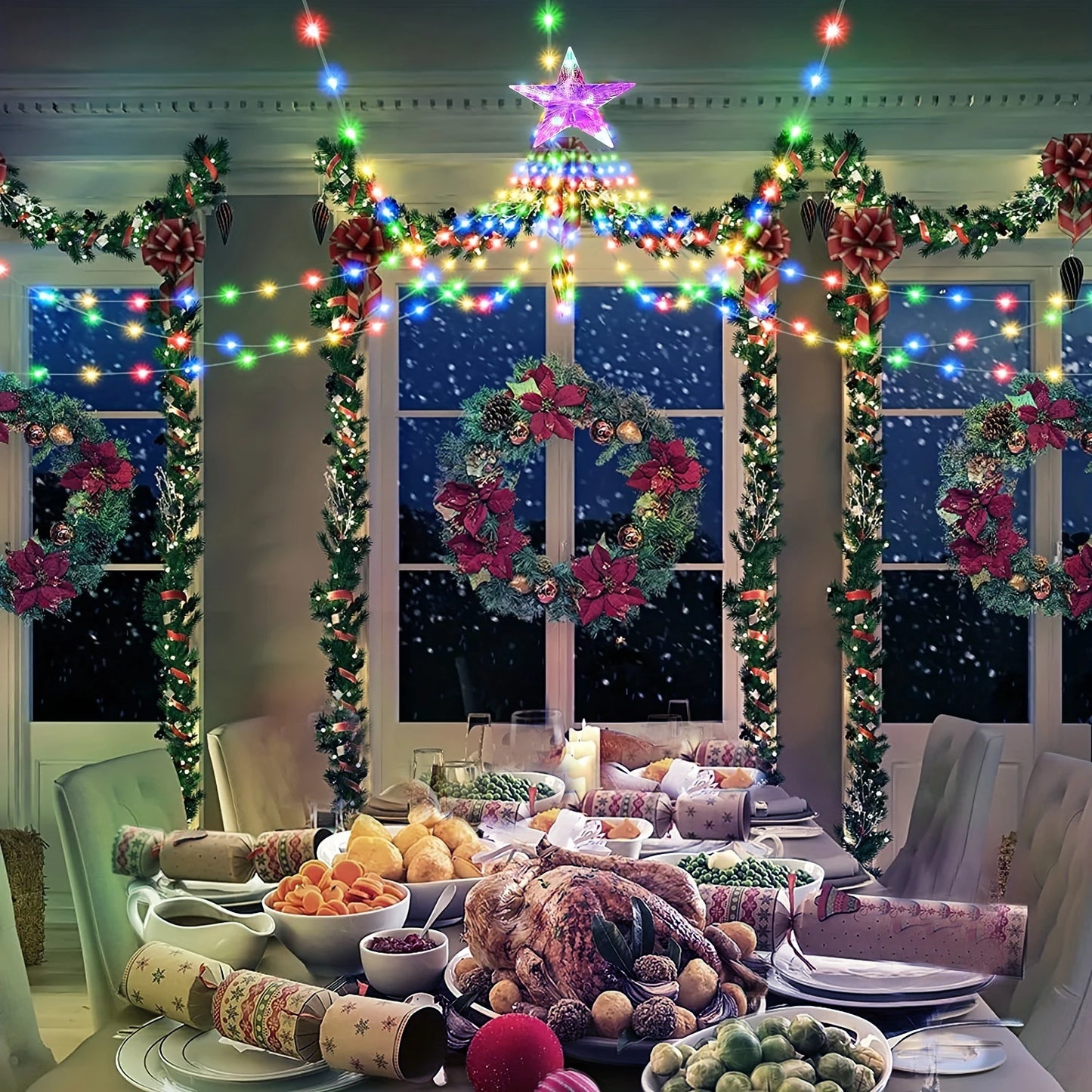 GlitzGarten StarTopper String Lights – długość 3 metry, 8 trybów, do użytku wewnątrz i na zewnątrz