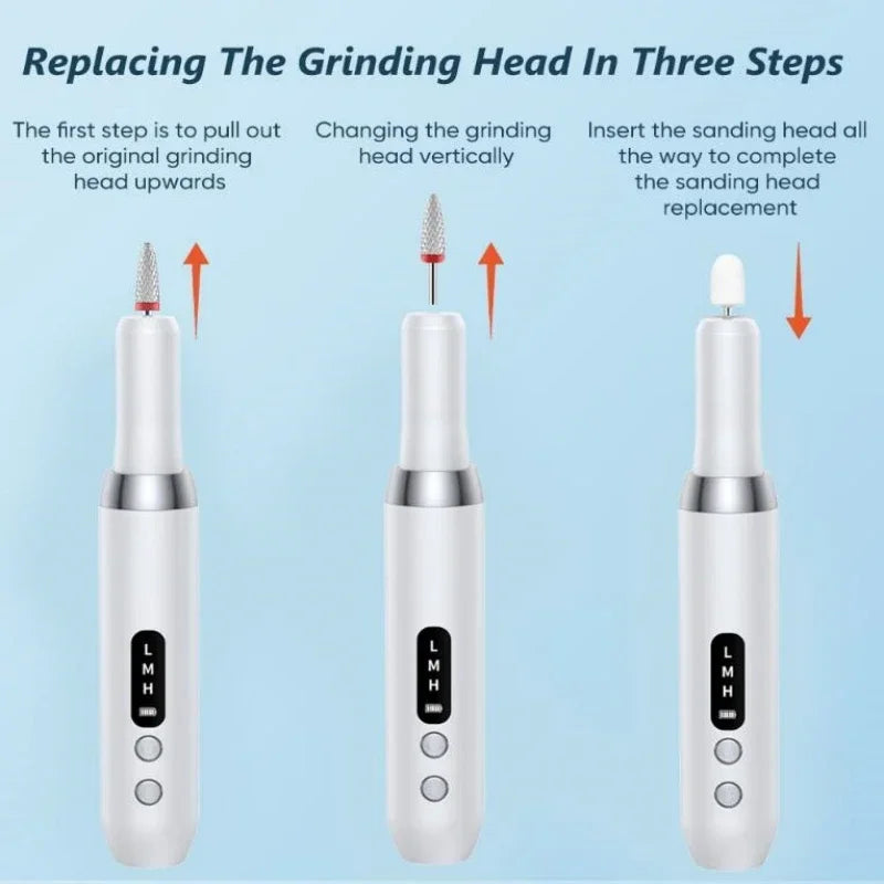 Electric Nail Polisher Drill Bits Professional Nails Grinding Polishing Dead Skin Removal Art Sanding File Pen Manicure Machine