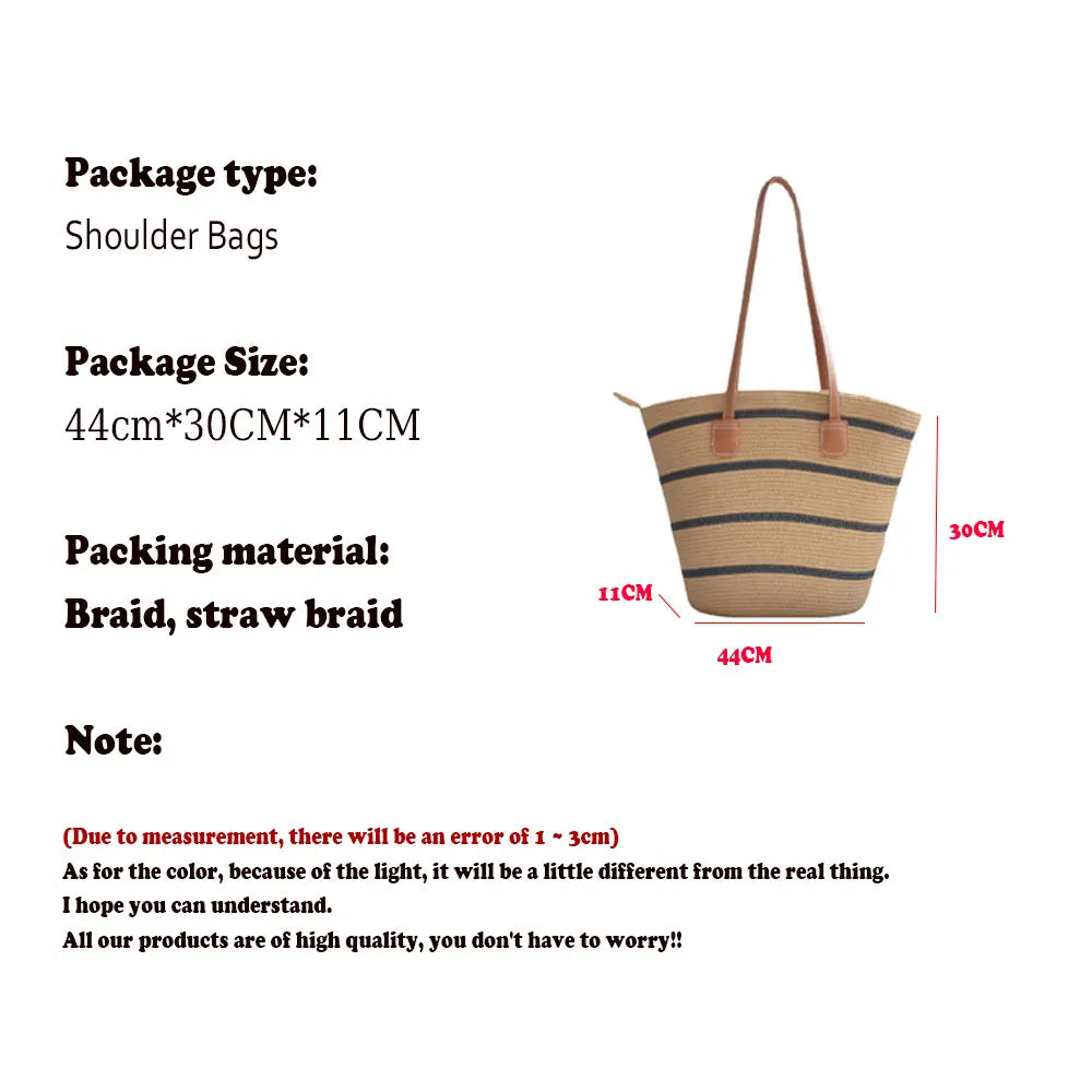 Beach Shopping Bags Luxury Fashion Woven Shoulder Bag Women Handmade Straw Handbags Trend Summer Large Capacity Travel Bag 2023
