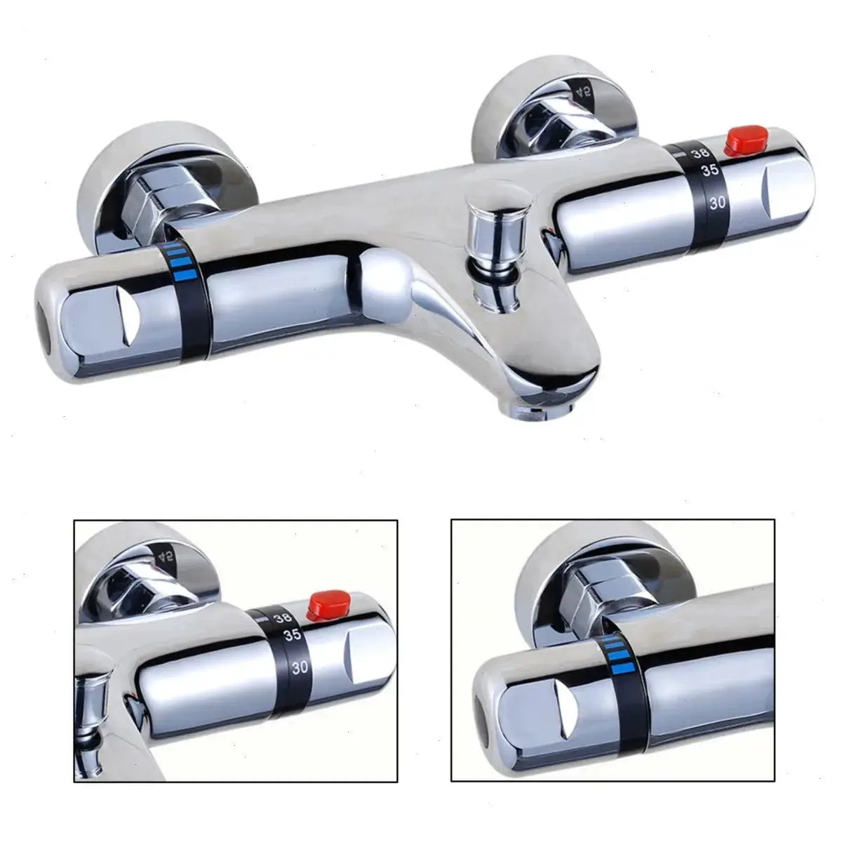 Thermostatisches Mischventil, Messing-Duschventil mit Temperaturregelung, Verbrühungsschutz-Badezimmer-Duscharmatur mit Durchflussregelung by Golden Bridge Store