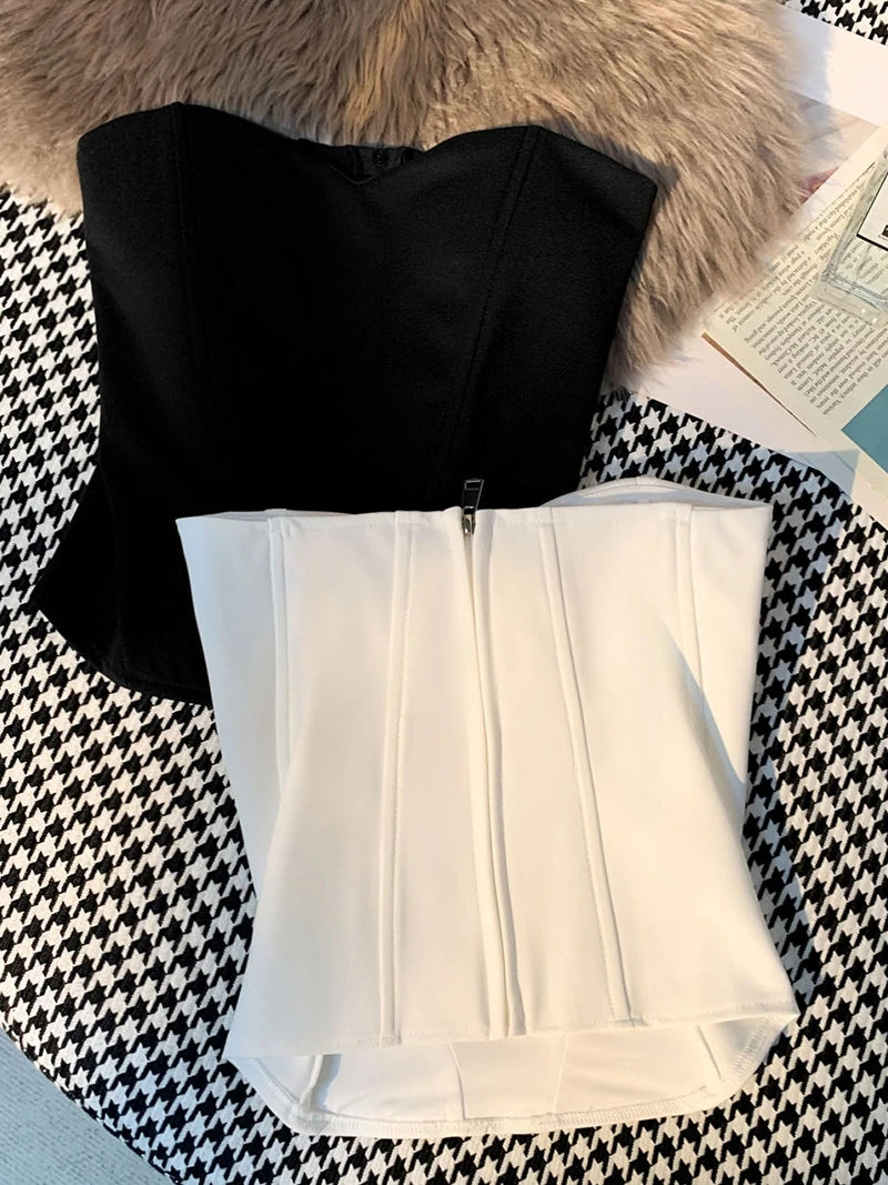 Tanks Tops Women Off-shoulder Outerwear Tube-top Sexy Spicy Girls Summer European Style Streetwear Slim Defined Waist Popular