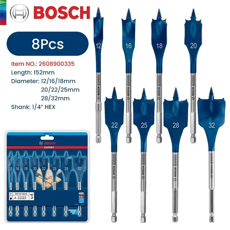 Bosch Expert Series Drill Bits 152mm Long Expert Selfcut Speed Flat Milling Drill Bit Set for Woodworking Drilling Power Tools