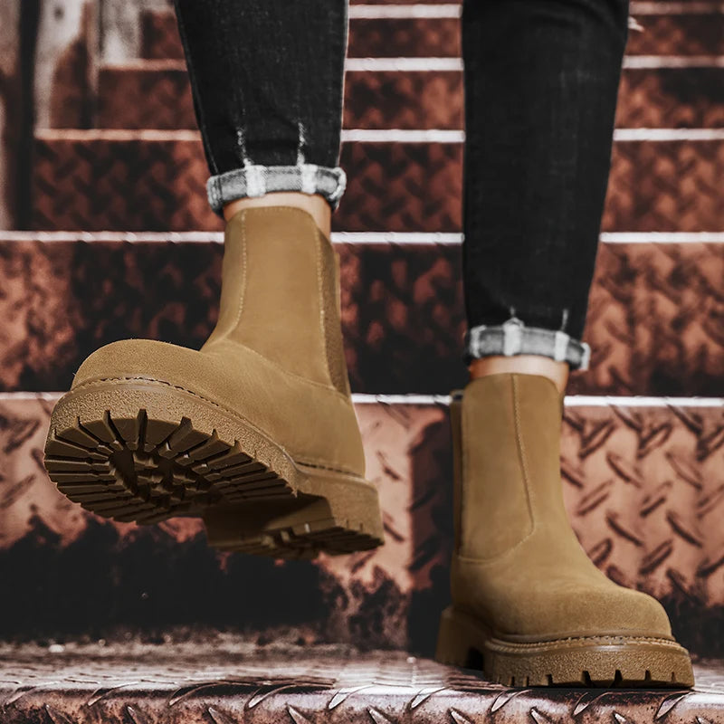 YeinshaarsCN HighTop Leder Stiefeletten Vielseitige - Knöchelhoch, Leder, Reißverschluss