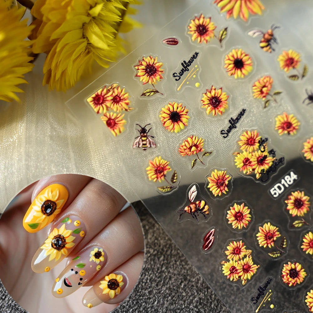 Choice 5D Sonnenblume Nailsticker - Selbstklebend 10x6cm