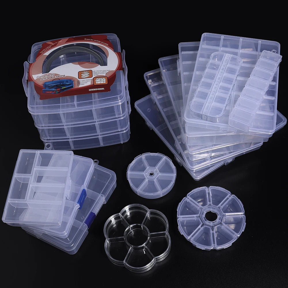 Plastik Schmuck Boxen Plastik Werkzeug Box Verstellbar Handwerk Organizer Lagerung Perlen Armband Schmuck Boxen Verpackung Großhandel