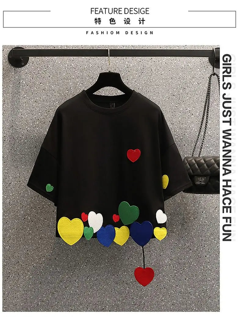 Damen-Sommer-T-Shirt 2025: Sommer Neues Rundhals Mode Kurzarm T-Shirt Frauen High Street Lässig Lockere Pullover Persönlichkeit Baumwolle Allzweck Tops Kollektion