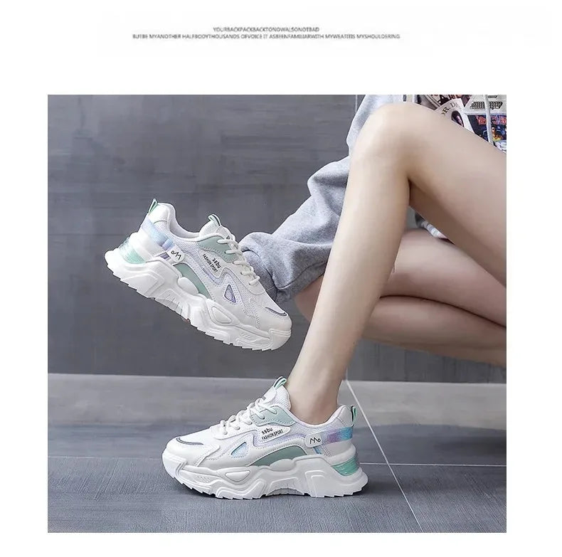 NEW Sneakers Women Platform Flat Shoes Woman Shoes Green Casual Trainers Ladies Chunky Sneakers Women Shoes