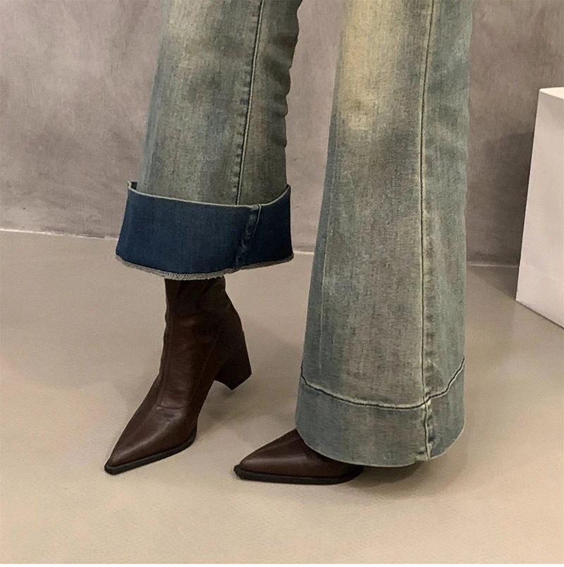 Ghete Chelsea UETEEY, de designer, vintage - Înălțimea tocului 5-8 cm, EU 36-41