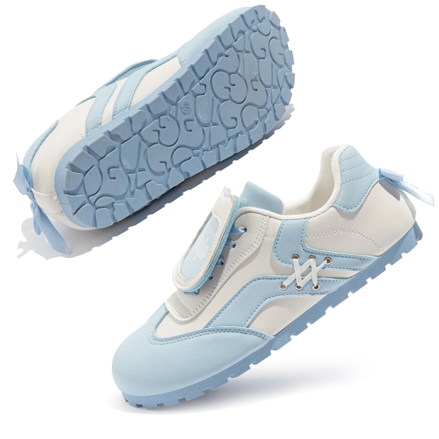 Damen Blaue Schuhe 2025 - Schleife Comic Stil Sneakers - 1cm Flache Schuhe Süße Casual Lolita Stil