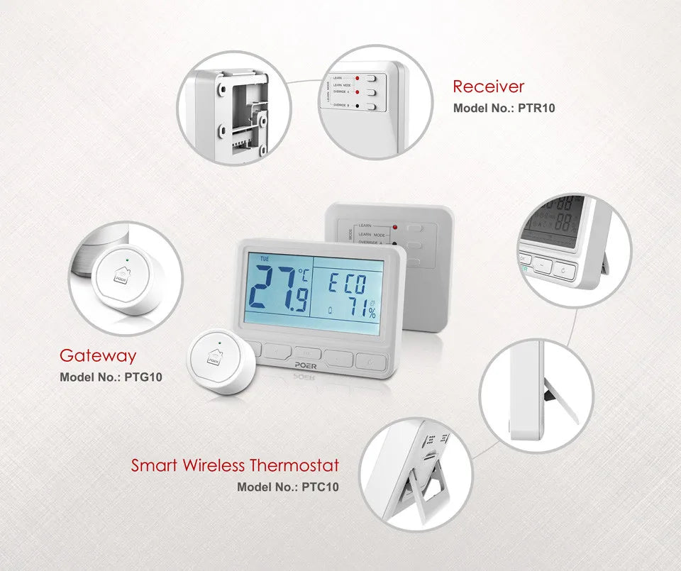 Smart-Thermostat 2025: POER Wireless WiFi Heizung - Digital Temperaturregler Gaskessel Alexa Collection