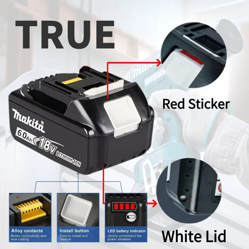 Authentic Makita 18V 6Ah rechargeable power tool battery with LED lithium-ion substitute LXT BL1860B BL1860 BL1850 charger