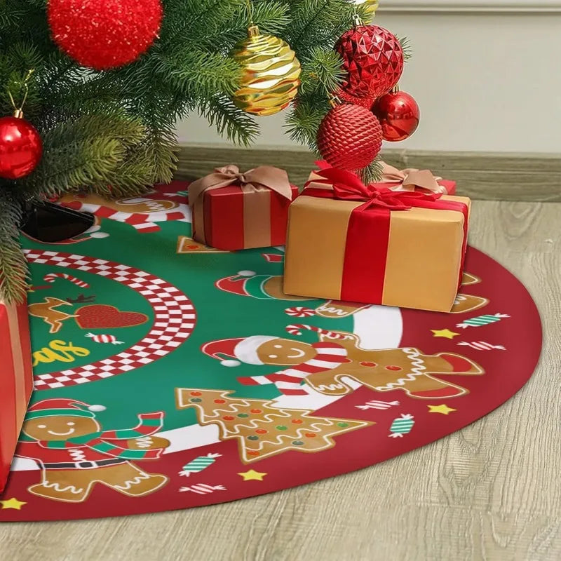 60x60CM Santa Claus Snowman Merry Christmas Tree Skirt Round Xmas Tree Rugs Skirts Household Mats Carpet Home Party Decoration