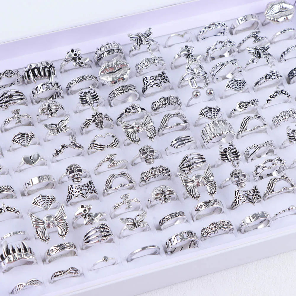 Zhang V Gui Punk Fingerring Set - 10/20/30/50 Stk Zink