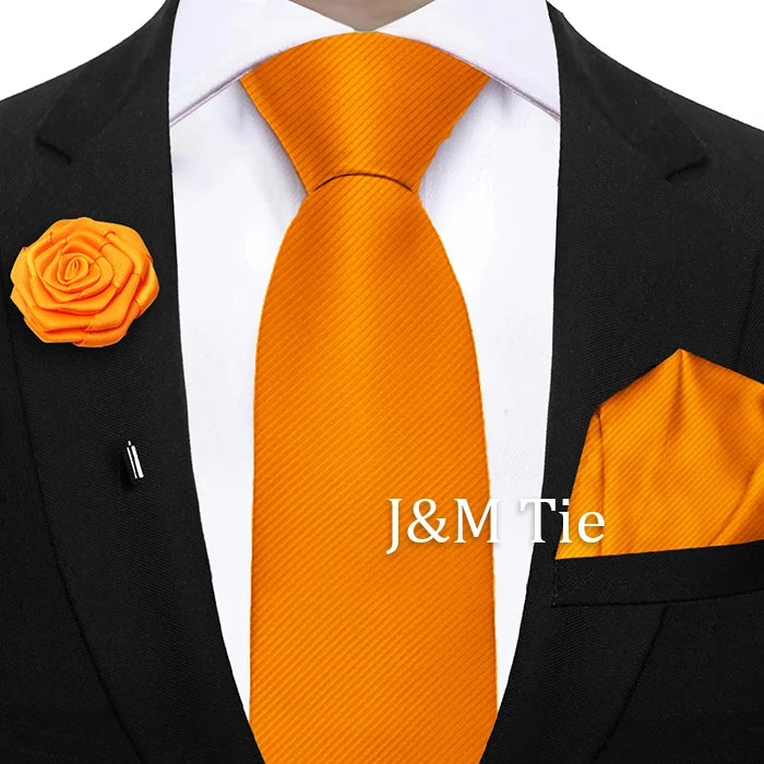 Simplicity Mens Ties Solid NeckTie Pocket Square Floral Brooch Set Men's Wedding Tie Suit Accessories Fit Group Holiday Party