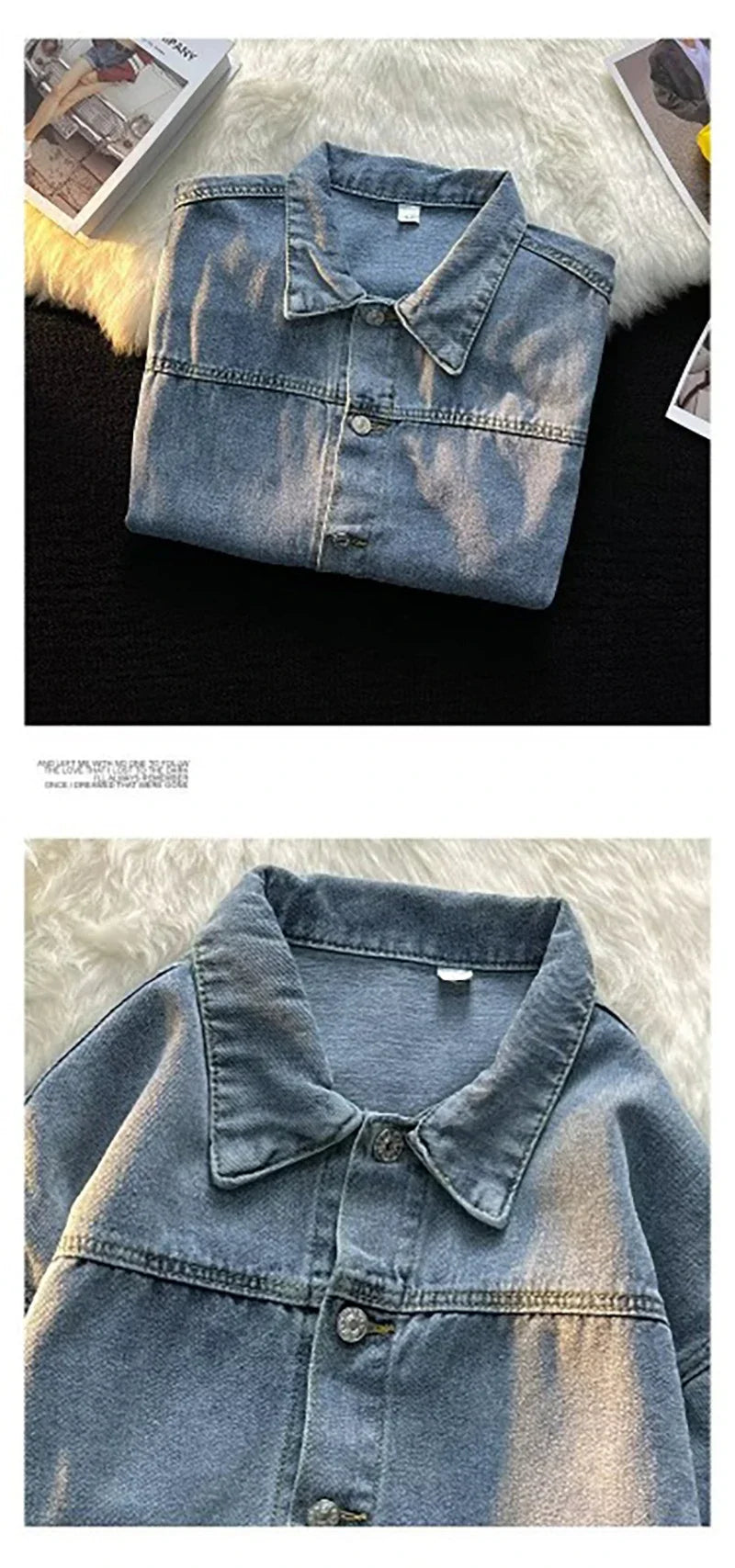 Bakorobaty Jeansjacke Einreihig Retro Locker - Blau Regular