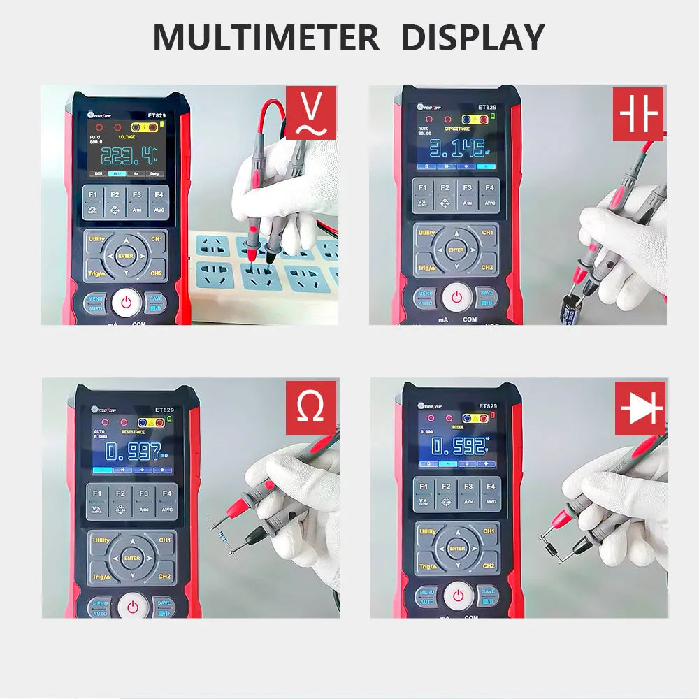 TOOLTOP ET829 2 Kanal 80MHz Digital Speicher Oszilloskop Multimeter Signal Generator 3 in 1 Elektronik Automobil Strom Reparatur