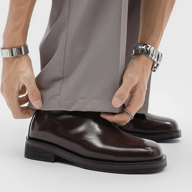 Ghete Chelsea din piele naturală YEISNDOOCN - Pantofi confortabili de zi cu zi, mărimea 42, cu toc plat