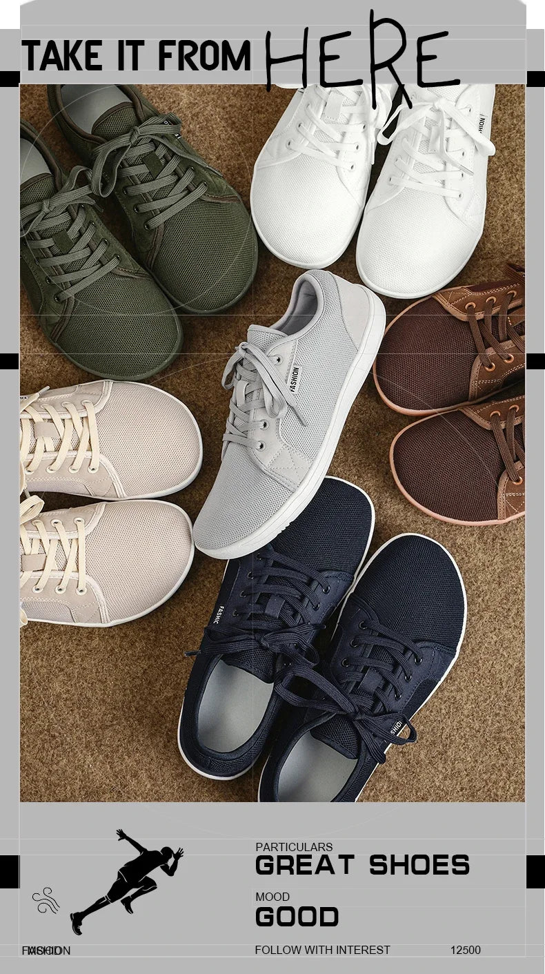 Sneakers For Men New Wide Barefoot Sneaker 2025 Fashion Flats Soft Zero Drop Sole Wider Toe LightWeight Fashion Shoes Plus Size