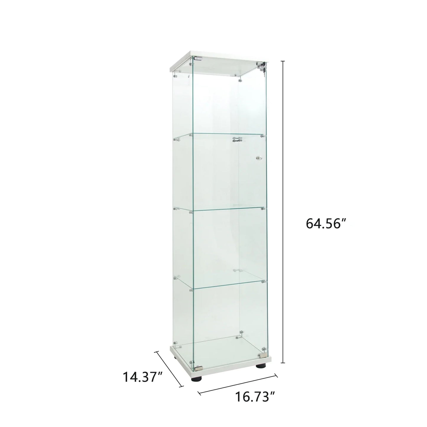 Rosahqnda Glasvitrine LED Beleuchtung 4 Regale 2 Türen 80x36x164 cm