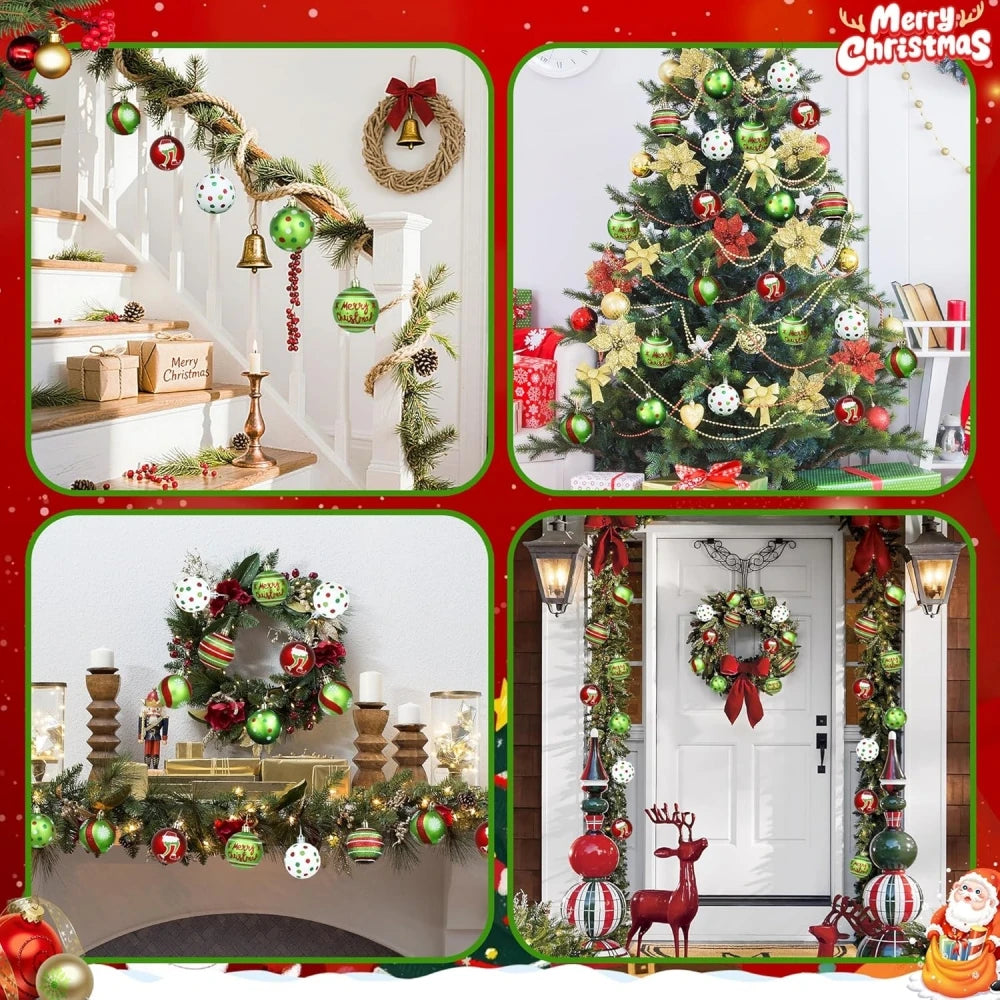 GlitzerKugeln Deluxe Glitzernde Kugeln - 40 Stück, Ø4 cm, Rot-Grün