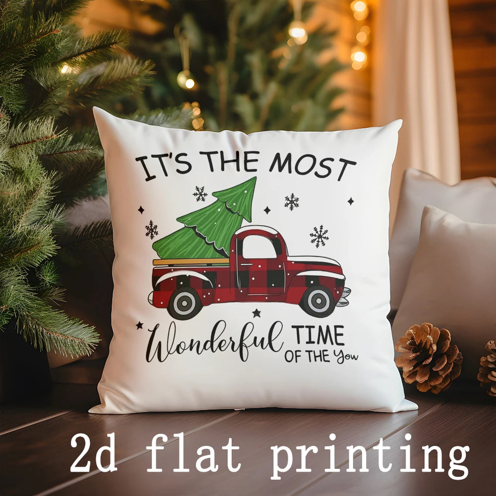 Home Decor Christmas-themed Pillow Covers with Festive Designs Pattern Cushion Cover Suitable for Sofa Bedroom Car Pillow Cover
