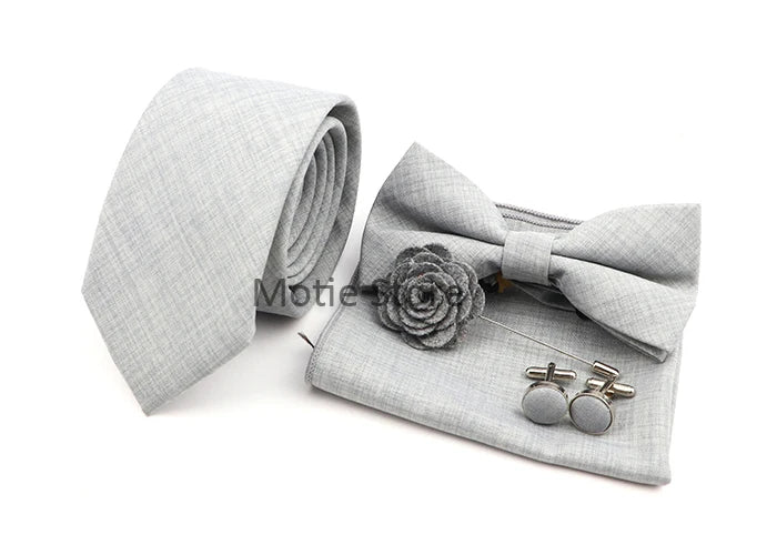 Neues Design 27-farbiger Männer-Accessories-Set: Klassische Baumwoll-Taschentuch, Manschettenknöpfe, Fliege für Hochzeit, Party, Geschenke