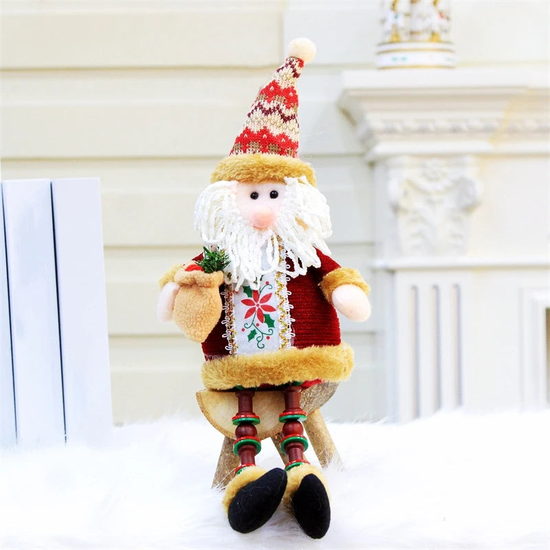 BOUSSACCN Sitzende Weihnachtsfigur - Größe 25 cm, Stoff, Holzperlen