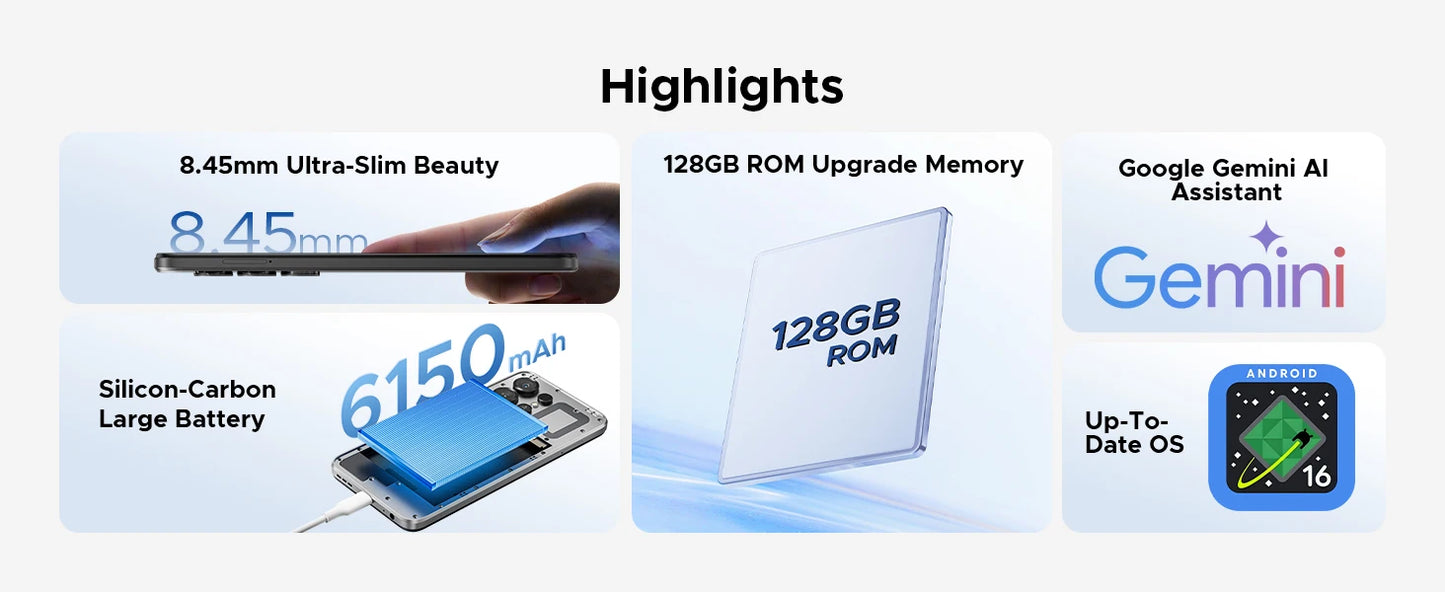 DOOGEE Note56X Pro Gemini AI - 6150 mAh Unisoc T7225 Octa Core 6,56 Zoll