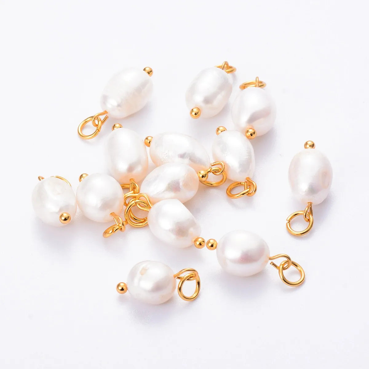 Charms QYX-008 Natürliche Perlen - 10 Stk Edelstahl