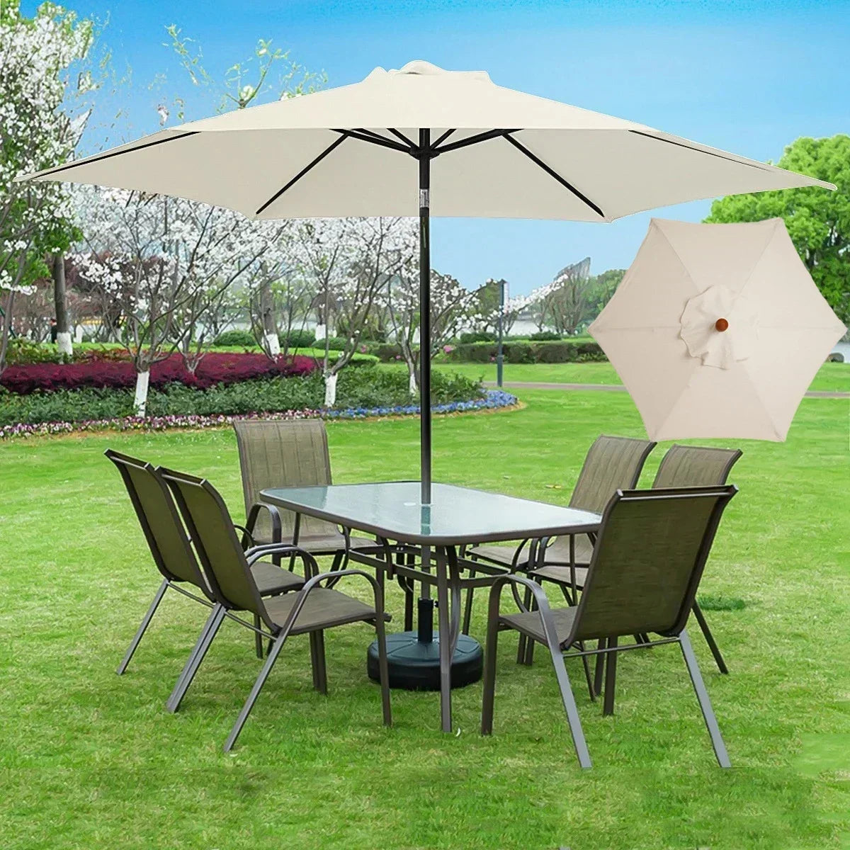 Sonnenschirm-Bezug 2025: 2/2.7/3m UV-Schutz Parasol Sonnenschutz Schirm-Bezug - Wasserdicht Garten Strand Ersatzbezug 6/8 Streben