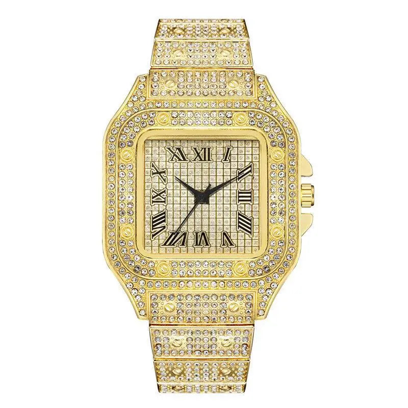 Luxus Diamant Herren Damen Uhren - Gold Uhr Damen Armbanduhr - Luxus Strass Unisex Armband Uhren Weiblich Uhr 2024 Neu