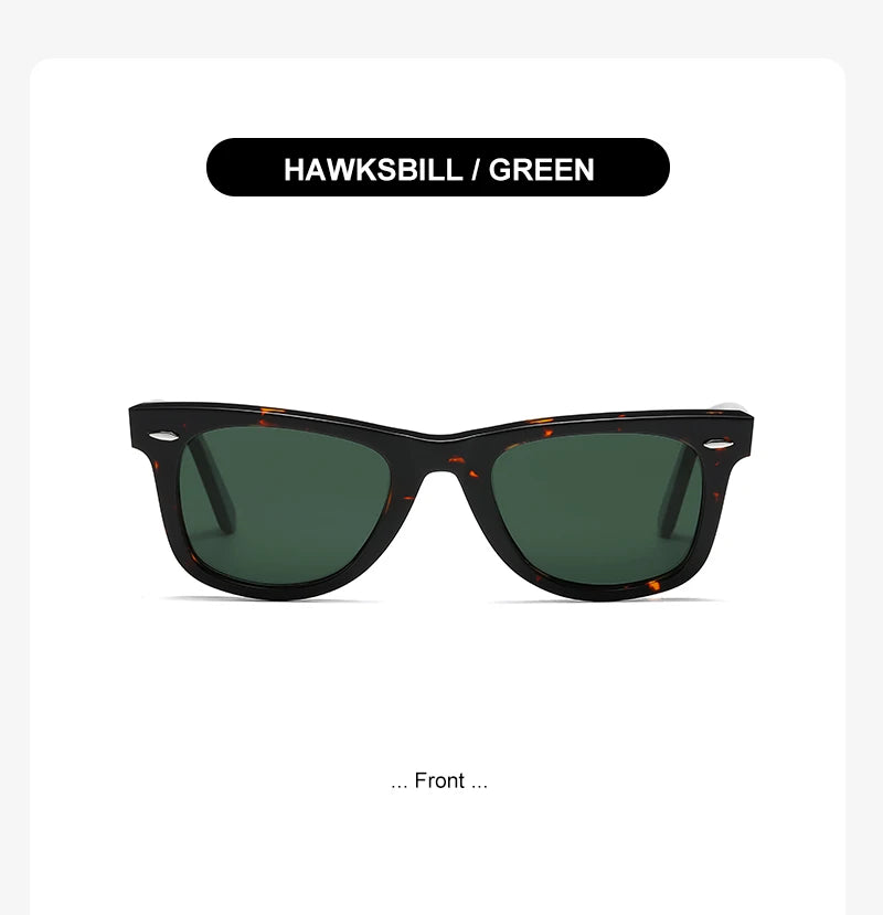ROGBAE Trendige Sonnenbrille Herren Klassiker Glas Linse Acetat Sonnen Brille R2140 Luxus Marke Nieten Design Schutzbrille Damen Sonnenbrille