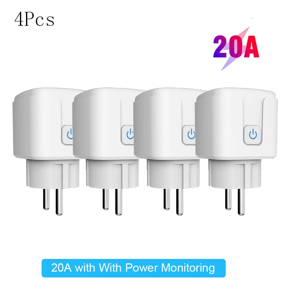 Tuya 16A/20A Smart Plug WiFi - 85–220V EU Steckdose, Kompakt Bauform