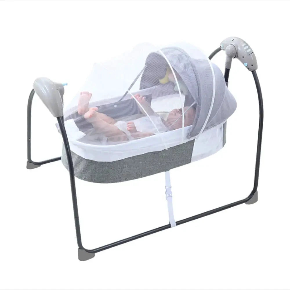 Bequemes 3-in-1-Baby-Elektro-Schüttelbett mit Fernbedienung, Musik und Moskitonetz, sichere Schlaflösung für Kleinkinder von 0–12 Monaten by Golden Bridge Store