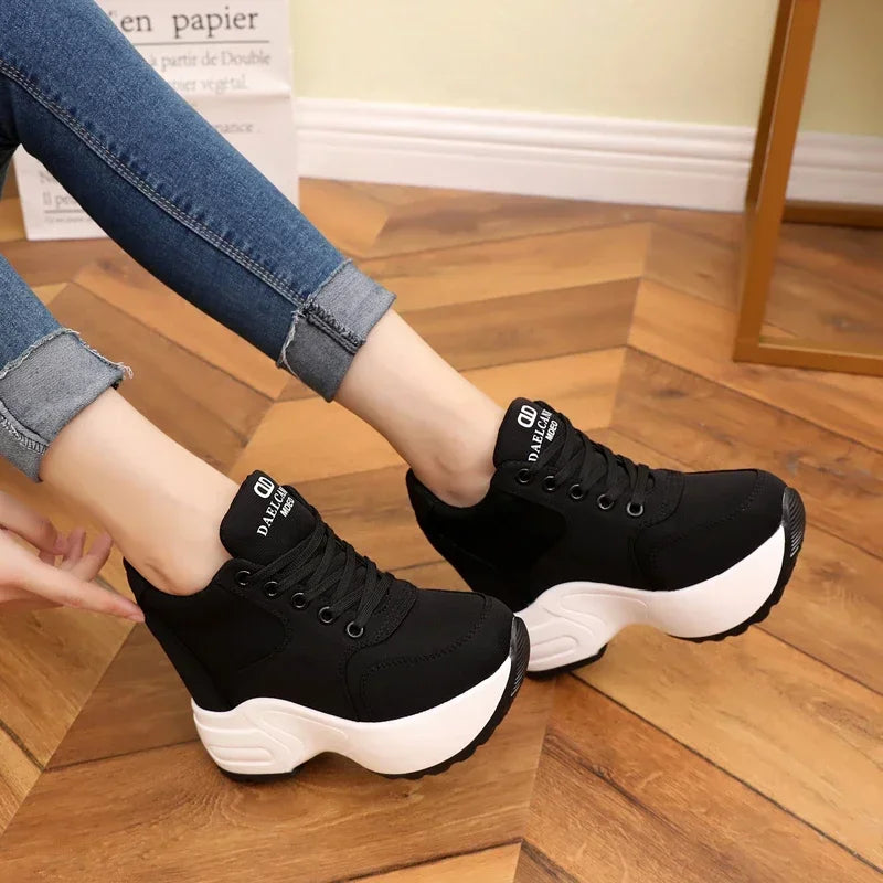 Pantofi sport cu platformă WGZNYN 187, respirabili - toc de 10 cm, plasă