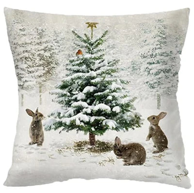 Christmas Decoration Pillow Cover 40 X40cm Animal Snowman Cushion Cover Square Pillowcase, Sofa Bedroom Decoration Gift