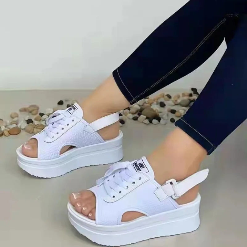 Damen-Platform-Sandalen 2025: Peep-Toe Slope-Heel - Casual Comfort Collection