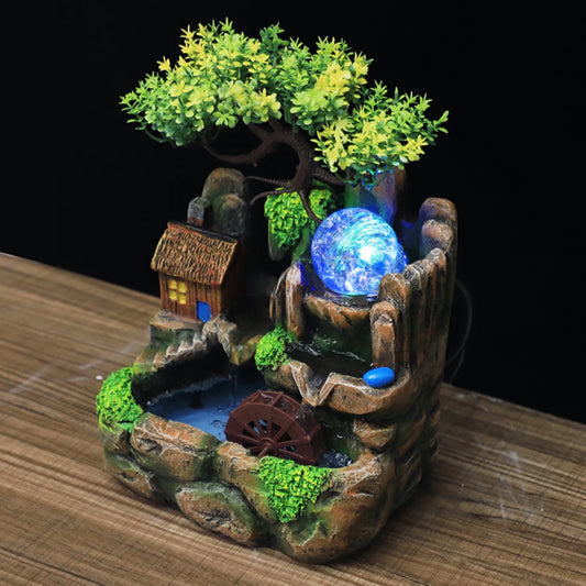 Desktop Fountain Simulation Resin Desktop Fountain Rockery Decor Atomizing Home Ornament Decoration Home Ornament Table Ornament