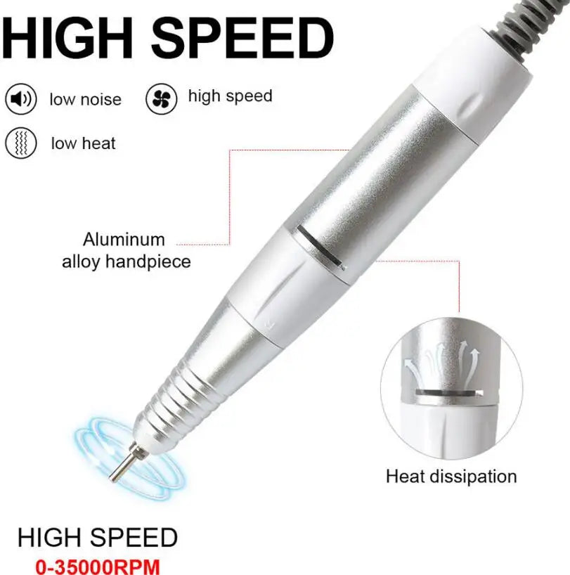 Electric Nail Drill Pen Handle File Polish Grind Machine Handpiece Manicure Pedicure Tool 5 PIN PLUG Nail Drill Accessories