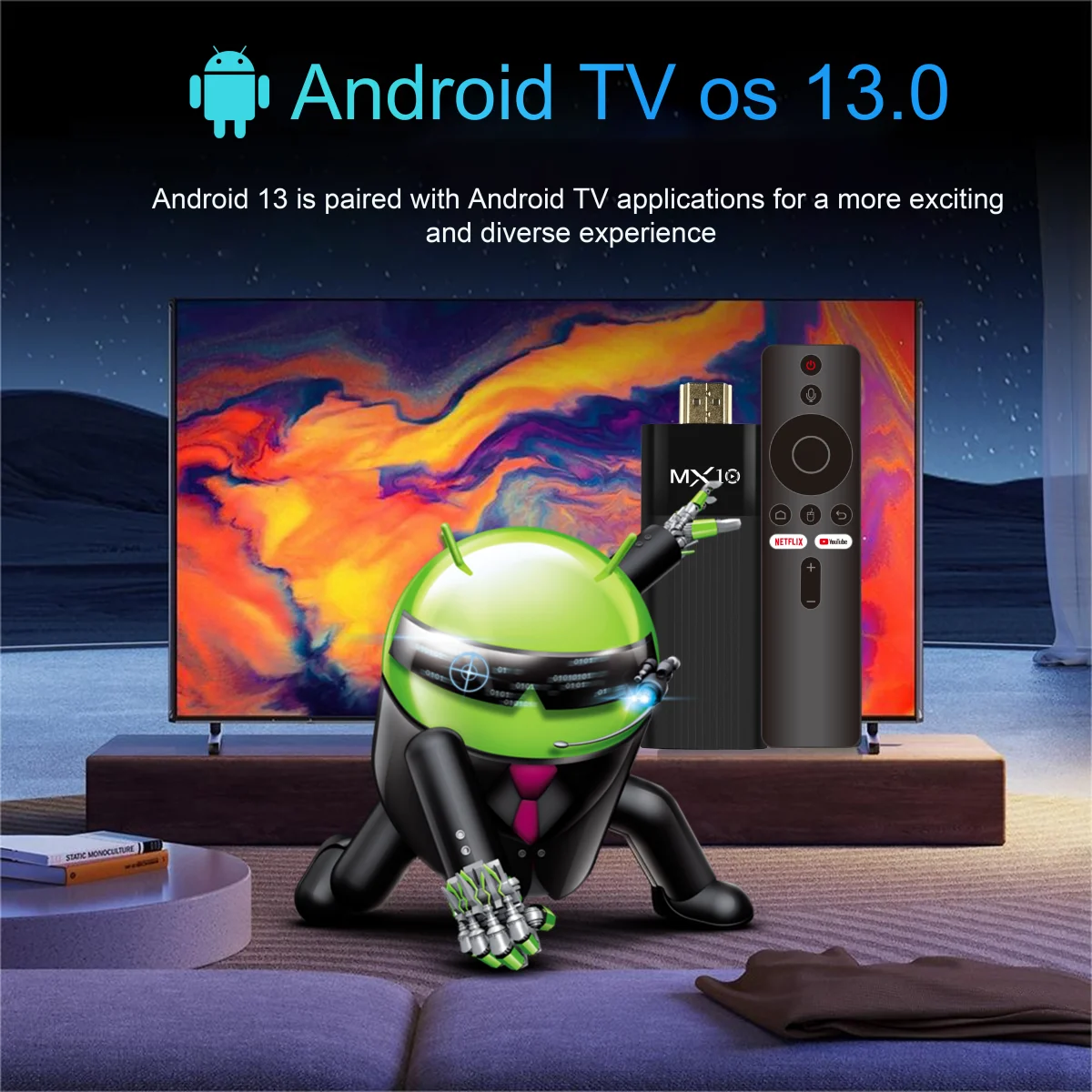 MX10-F3 WI-FI 6 Android 13 TV box 2.4/5g dual wifi support 8K decode display set top box