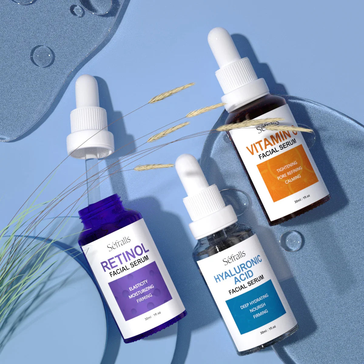 séfralls 3-step serum set hyaluronic acid vitamin c vitamin a for radiance