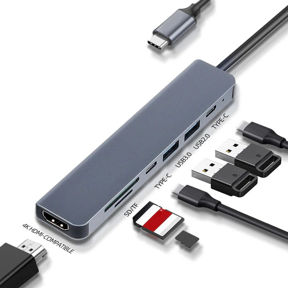 USB C docking station with hdmi 4k, power delivery charging, ethernet port, vga, sd card reader